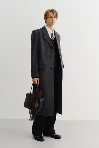 DUNST UNISEX 2-WAY 3 BUTTON CASHMERE COAT CHARCOAL GREY_M_UDCO5D121CG | 신세계V