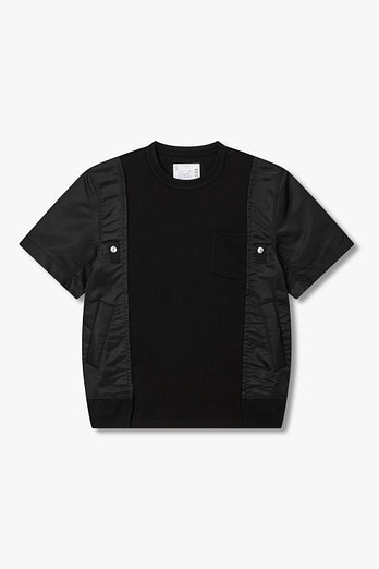SACAI [CLASSCIS]남성 나일론 트윌 코튼 저지 티셔츠(블랙) | 신세계V