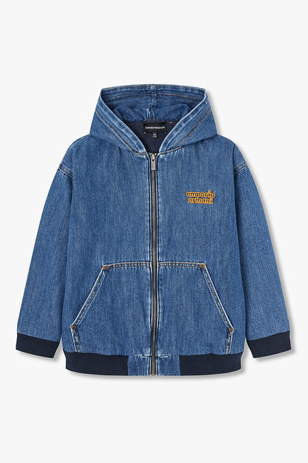 EMPORIO ARMANI JUNIOR [남아] 아웃라인 로고 후드 데님 자켓 | 신세계V