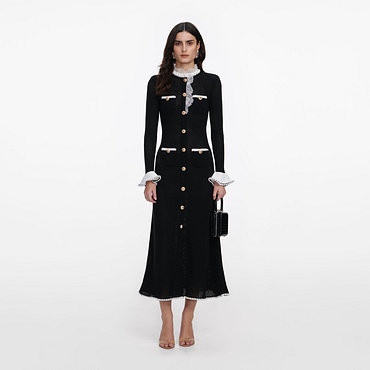 SELF-PORTRAIT(셀프 포트레이트) [self-portrait]블렉 레이스 트림 미디 드레스(SS26-051M-B) | 신세계V