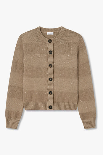 BRUNELLO CUCINELLI 여성 스팽글 라운드넥 니트 가디건 | 신세계V