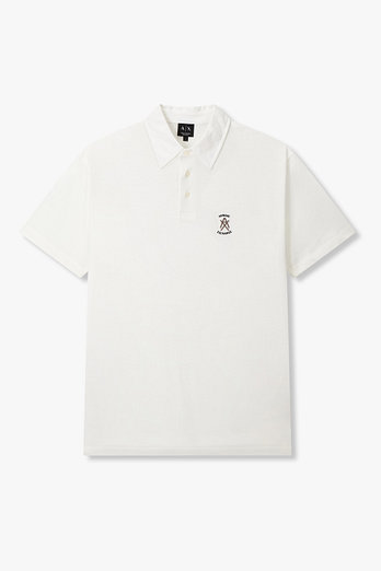 ARMANI EXCHANGE 남성 사이드 슬릿 로고 폴로 셔츠 | 신세계V