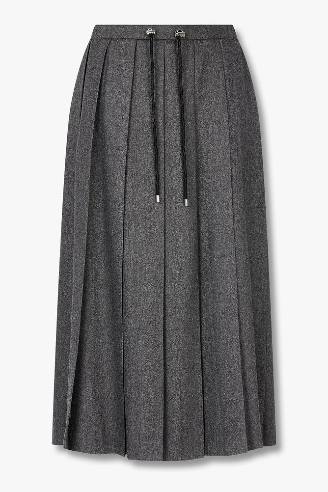 울 블렌드 플리츠 롱 스커트