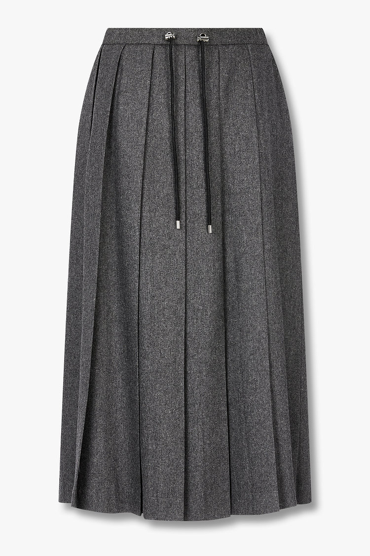 울 블렌드 플리츠 롱 스커트