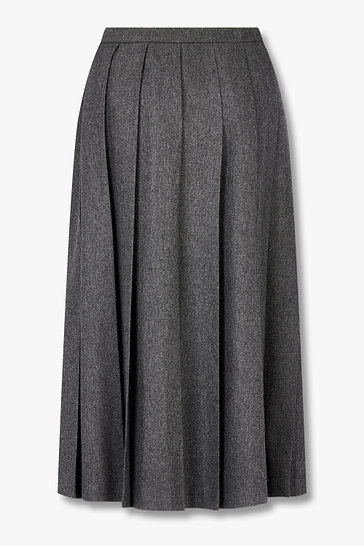 울 블렌드 플리츠 롱 스커트