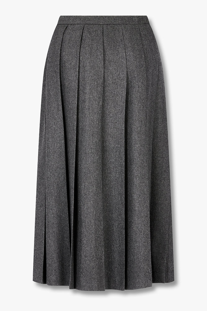 울 블렌드 플리츠 롱 스커트