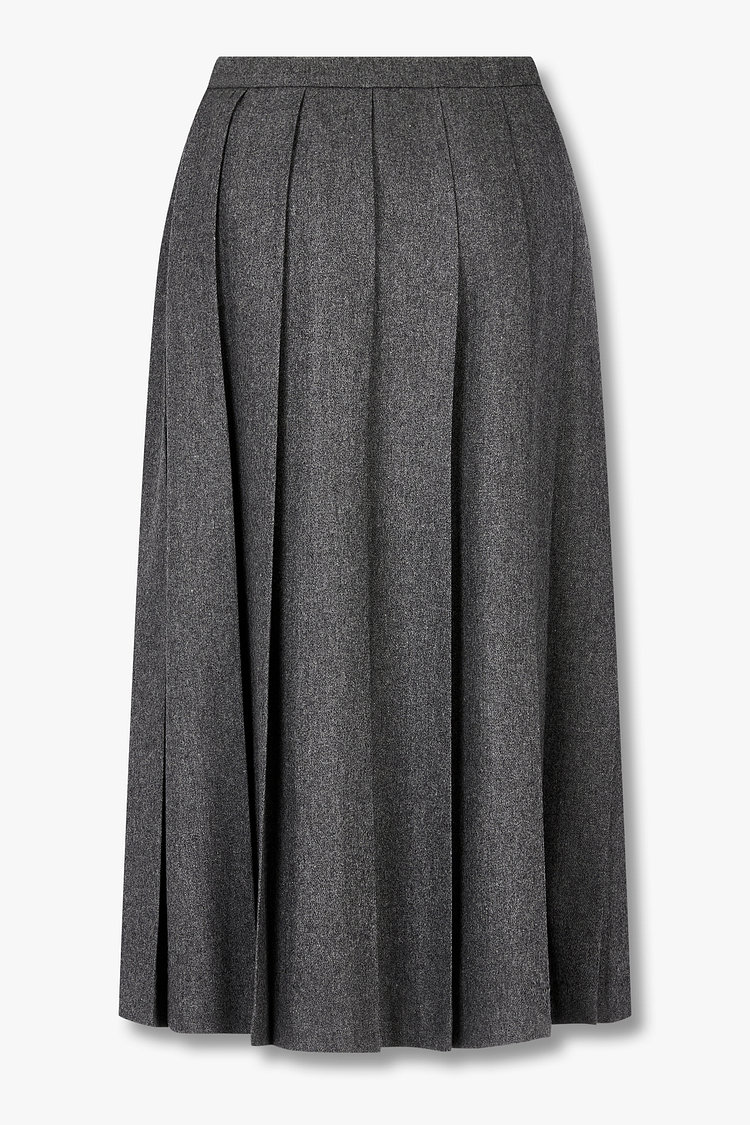 울 블렌드 플리츠 롱 스커트