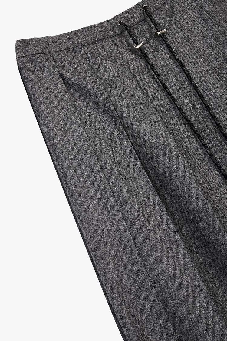 울 블렌드 플리츠 롱 스커트