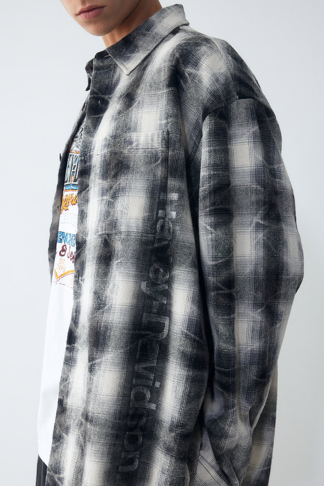 할리 플란넬 체크 셔츠 블랙