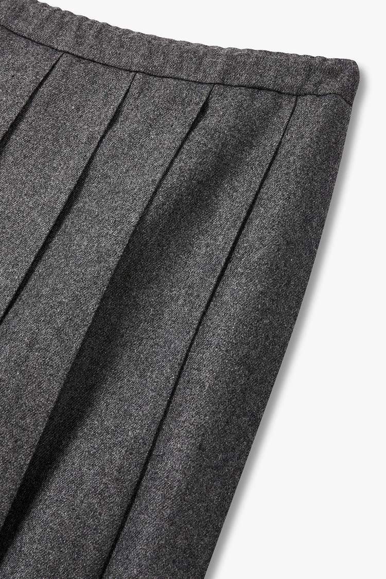 울 블렌드 플리츠 롱 스커트