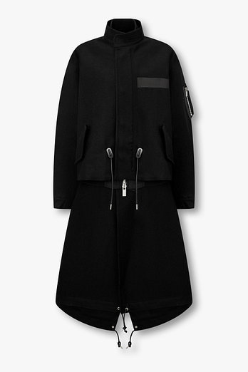 SACAI 여성 울 플란넬 나일론 트윌 코트 | 신세계V