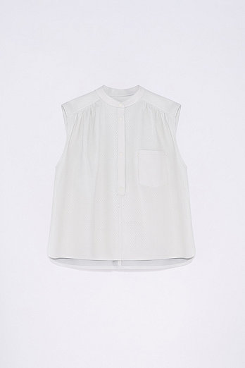 YVES SALOMON [공식] 이브살로몬 레더 펀칭 슬림 핏 탑 | 신세계V