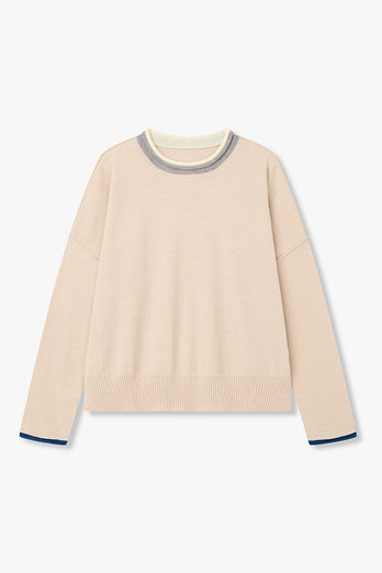 Yohji Yamamoto [Y's]울 블렌드 배색 트림 니트 | 신세계V